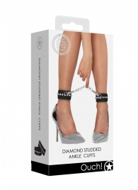 Черные поножи Diamond Studded Ankle Cuffs - Shots Media BV - купить с доставкой в Махачкале