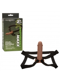 Коричневый фаллопротез Life-Like Extension with Harness - 17,75 см. - California Exotic Novelties - купить с доставкой в Махачкале