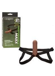 Коричневый фаллопротез из силикона Extension with Harness - 15,75 см. - California Exotic Novelties - купить с доставкой в Махачкале