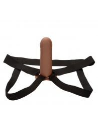 Коричневый фаллопротез из силикона Extension with Harness - 15,75 см. - California Exotic Novelties - купить с доставкой в Махачкале