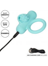 Аквамариновое эрекционное виброкольцо Silicone Rechargeable Nubby Lover’s Delight - California Exotic Novelties - в Махачкале купить с доставкой