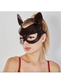 Коричневая кожаная маска  Кошечка - Sitabella - купить с доставкой в Махачкале