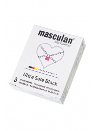 Ультрапрочные презервативы Masculan Ultra Safe Black - 3 шт. - Masculan - купить с доставкой в Махачкале