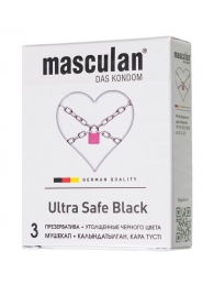 Ультрапрочные презервативы Masculan Ultra Safe Black - 3 шт. - Masculan - купить с доставкой в Махачкале