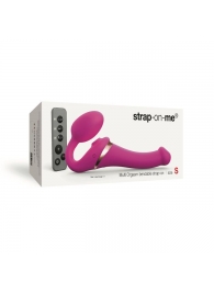 Ярко-розовый безремневой страпон Multi Orgasm Size S с клиторальной стимуляцией - Strap-on-me - купить с доставкой в Махачкале