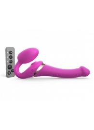 Ярко-розовый безремневой страпон Multi Orgasm Size S с клиторальной стимуляцией - Strap-on-me - купить с доставкой в Махачкале