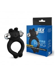 Черное силиконовое эрекционное виброкольцо Sex Expert - Sex Expert - в Махачкале купить с доставкой