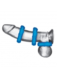 Комплект из трех голубых эрекционных колец 3-Pack Ribbed Rider Cock Ring Set - BlueLine - в Махачкале купить с доставкой