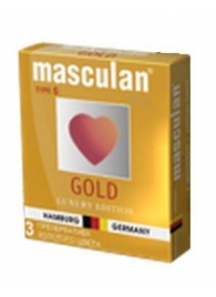 Презервативы Masculan Ultra Gold с золотым напылением и ароматом ванили - 3 шт. - Masculan - купить с доставкой в Махачкале