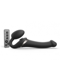 Черный безремневой страпон Multi Orgasm Size M с клиторальной стимуляцией - Strap-on-me - купить с доставкой в Махачкале