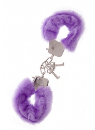 Фиолетовые меховые наручники METAL HANDCUFF WITH PLUSH LAVENDER - Dream Toys - купить с доставкой в Махачкале