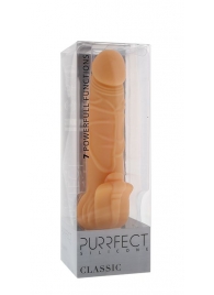 Телесный вибратор с лепестками в основании PURRFECT SILICONE CLASSIC 7INCH FLESH - 18 см. - Dream Toys