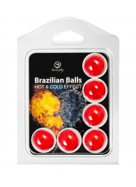 Набор из 6 шариков с массажным маслом Brazilian Balls с охлаждающим и разогревающим эффектом - Secret Play - купить с доставкой в Махачкале