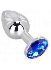 Анальное украшение BUTT PLUG  Small с синим кристаллом - 7 см. - Anal Jewelry Plug - купить с доставкой в Махачкале