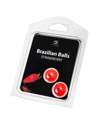 Набор из 2 шариков с массажным маслом Brazilian Balls с ароматом клубники - Secret Play - купить с доставкой в Махачкале