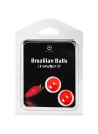 Набор из 2 шариков с массажным маслом Brazilian Balls с ароматом клубники - Secret Play - купить с доставкой в Махачкале