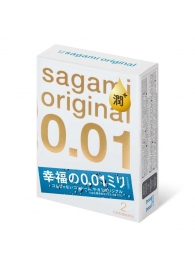 Увлажнённые презервативы Sagami Original 0.01 Extra Lub - 2 шт. - Sagami - купить с доставкой в Махачкале