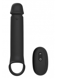 Черная насадка-удлинитель с вибрацией Vibrating Extender With Remote - Dream Toys - в Махачкале купить с доставкой