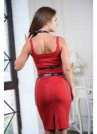 Черно-серебристая портупея-юбка plus size с цепочками - БДСМ Арсенал - купить с доставкой в Махачкале