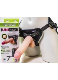 Страпон-унисекс с двумя насадками UNI strap 7  Harness - 19 и 16 см. - LOVETOY (А-Полимер) - купить с доставкой в Махачкале