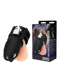 Черная клетка для пениса Silicone Small 2 in Cock Cage With Ball Divider - BlueLine - купить с доставкой в Махачкале