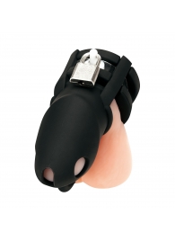 Черная клетка для пениса Silicone Small 2 in Cock Cage With Ball Divider - BlueLine - купить с доставкой в Махачкале