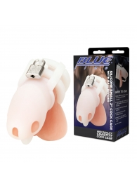 Белая клетка для пениса Silicone Small 2 in Cock Cage With Ball Divider - BlueLine - купить с доставкой в Махачкале