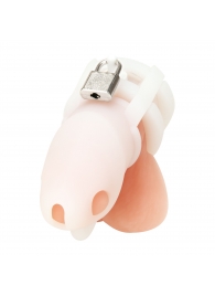 Белая клетка для пениса Silicone Small 2 in Cock Cage With Ball Divider - BlueLine - купить с доставкой в Махачкале