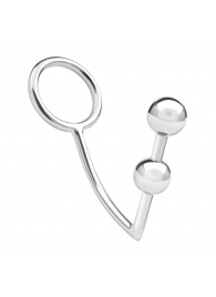 Кольцо на пенис с анальным стимулятором Two Bead Stainless Steel Anal Hook   Cock Ring - BlueLine - в Махачкале купить с доставкой
