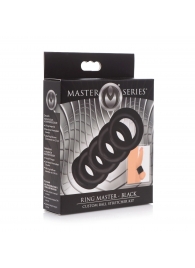 Комплект из 5 черных эрекционных колец для мошонки Ring Master Custom Ball Stretcher Kit - XR Brands - в Махачкале купить с доставкой