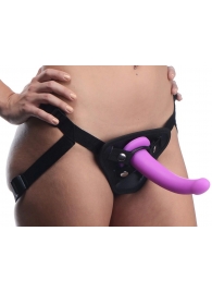 Лиловый поясной страпон Navigator Silicone G-Spot Dildo with Harness - 17,8 см. - XR Brands - купить с доставкой в Махачкале
