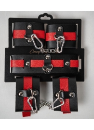 Черно-красный набор фиксаций: наручники, оковы и ошейник - Crazy Handmade - купить с доставкой в Махачкале