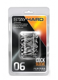 Прозрачная насадка с объёмными чёрточками STAY HARD COCK SLEEVE 06 CLEAR - Blush Novelties - в Махачкале купить с доставкой