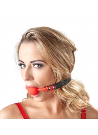 Силиконовый кляп-шар на чёрных ремешках Red Gag silicone - Orion - купить с доставкой в Махачкале