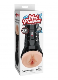 Телесный мастурбатор-вагина в черной колбе Super Luscious Lips XXL - Pipedream - в Махачкале купить с доставкой