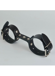Черные кожаные наручники-фиксатор - Sitabella - купить с доставкой в Махачкале