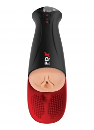Телесный мастурбатор-вагина в черной колбе с вибрацией Fuck-O-Matic Pro XL - Pipedream - в Махачкале купить с доставкой