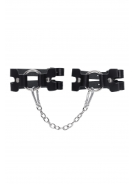 Черные кожаные оковы из двух ремешков - Pecado - купить с доставкой в Махачкале