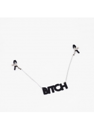 Зажимы на соски с кожаной подвеской Bitch - Crazy Handmade - купить с доставкой в Махачкале