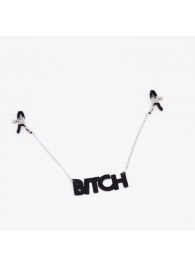 Зажимы на соски с кожаной подвеской Bitch - Crazy Handmade - купить с доставкой в Махачкале