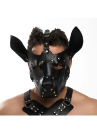 Черная кожаная маска «Собака» - Crazy Handmade - купить с доставкой в Махачкале