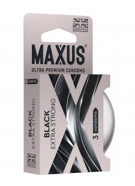 Черные утолщенные презервативы MAXUS Extra Strong с железным кейсом - 3 шт. - Maxus - купить с доставкой в Махачкале