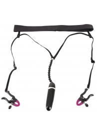 Женские вибростринги с зажимами для половых губ Spreader String with Vibrator - Orion - купить с доставкой в Махачкале