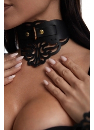 Фигурный чокер с узорами и золотистой фурнитурой - Crazy Handmade - купить с доставкой в Махачкале