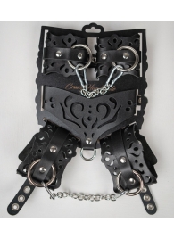 Черный ажурный кожаный набор фиксаций - Crazy Handmade - купить с доставкой в Махачкале