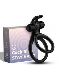 Черное эрекционное виброкольцо с подхватом мошонки Stay Hard - Boys of Toys - в Махачкале купить с доставкой