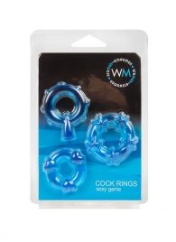 Набор из 3 синих эрекционных колец с различным рельефом - Erowoman-Eroman - в Махачкале купить с доставкой