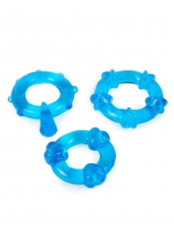 Набор из 3 синих эрекционных колец с различным рельефом - Erowoman-Eroman - в Махачкале купить с доставкой