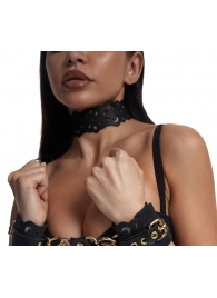 Черный ажурный чокер с золотистой фурнитурой - Crazy Handmade - купить с доставкой в Махачкале