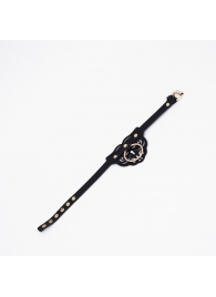 Черный чокер с клепками и золотистой фурнитурой - Crazy Handmade - купить с доставкой в Махачкале